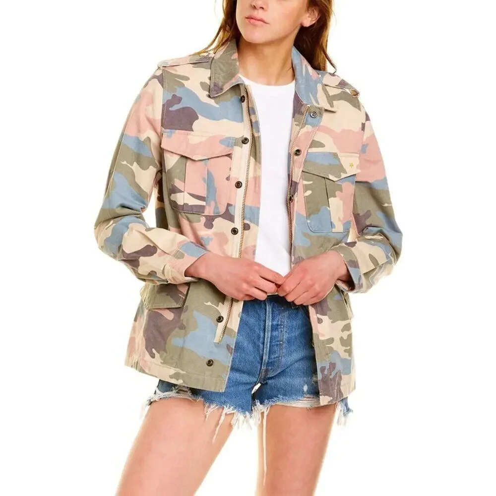 Zadig & Voltaire Kayak Camo Military Jacket Pastel Cotton Canvas Size Small - Picture 2 of 12